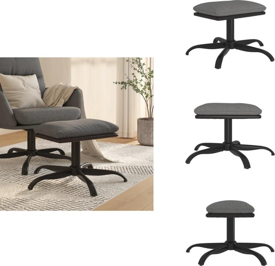 VidaXL Voetenbank Voetenbanken Voetenbankje Voetensteun Voetenbank 60x60x36 cm stof en kunstleer lichtgrijs