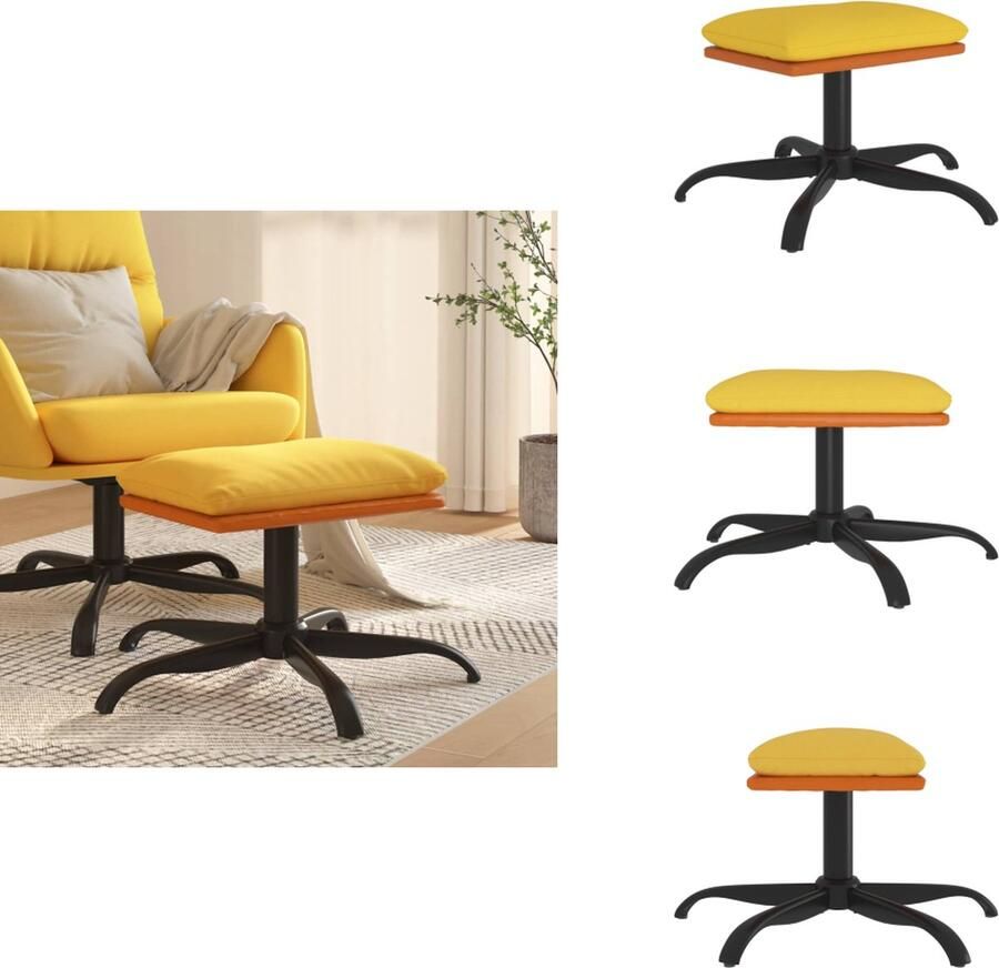 VidaXL Voetenbank Voetenbanken Voetenbankje Voetensteun Voetenbank 60x60x36 cm stof en kunstleer mosterdgeel