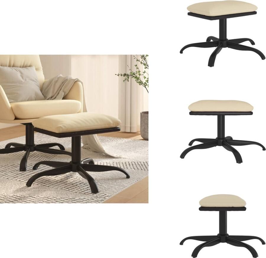 VidaXL Voetenbank Voetenbanken Voetenbankje Voetensteun Voetenbank 60x60x36 cm stof en kunstleer crèmekleurig