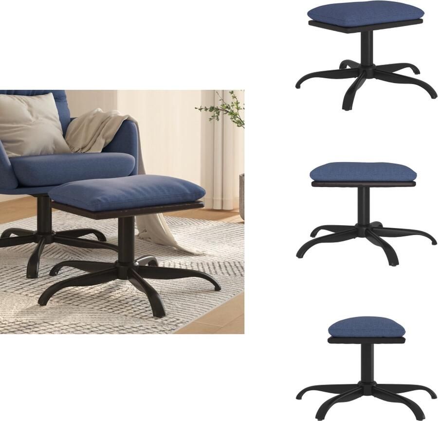 VidaXL Voetenbank Voetenbanken Voetenbankje Voetensteun Voetenbank 60x60x36 cm stof en kunstleer blauw