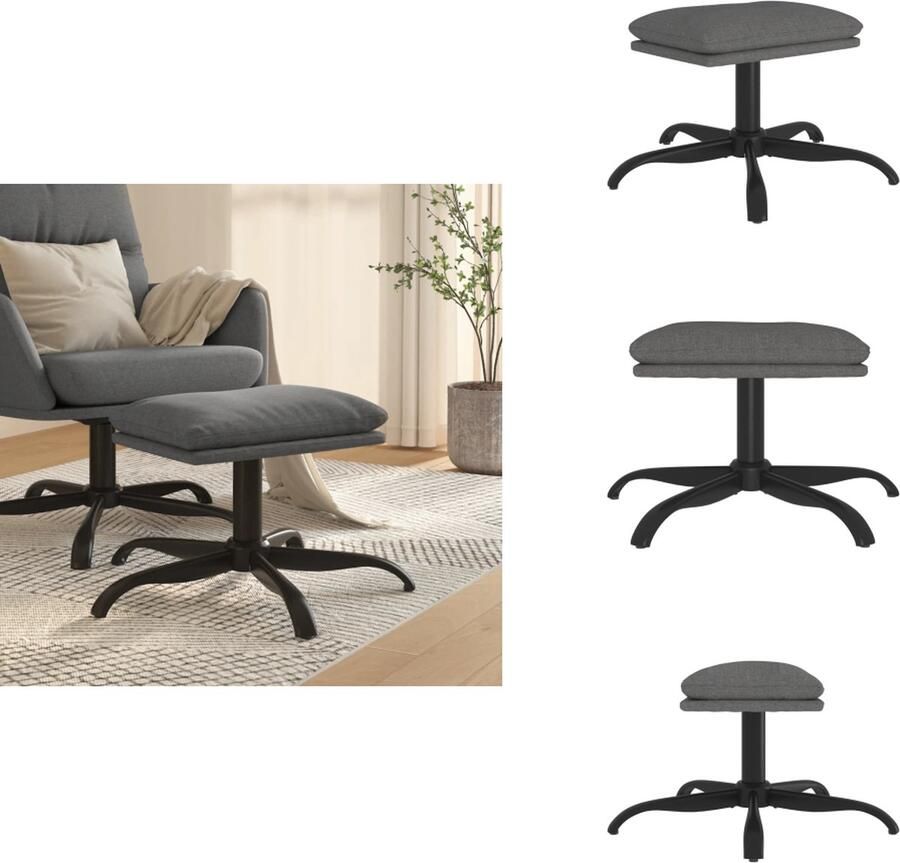 VidaXL Voetenbank Voetenbanken Voetenbankje Voetensteun Voetenbank 60x60x36 cm stof lichtgrijs