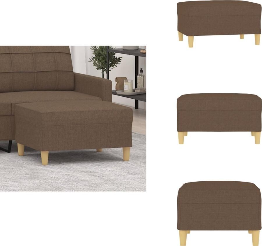 VidaXL Voetenbank Stof 70x55x41 cm Bruin Voetenbank Bruine Voetenbank Moderne Voetenbank Relaxstoel Stoffen Voetenbank - Foto 3