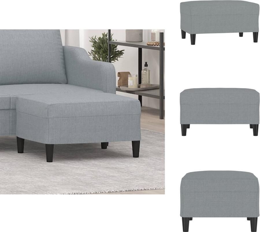 VidaXL Voetenbank Voetenbanken Voetenbankje Voetensteun Voetenbank 70x55x41 cm stof lichtgrijs - Foto 2