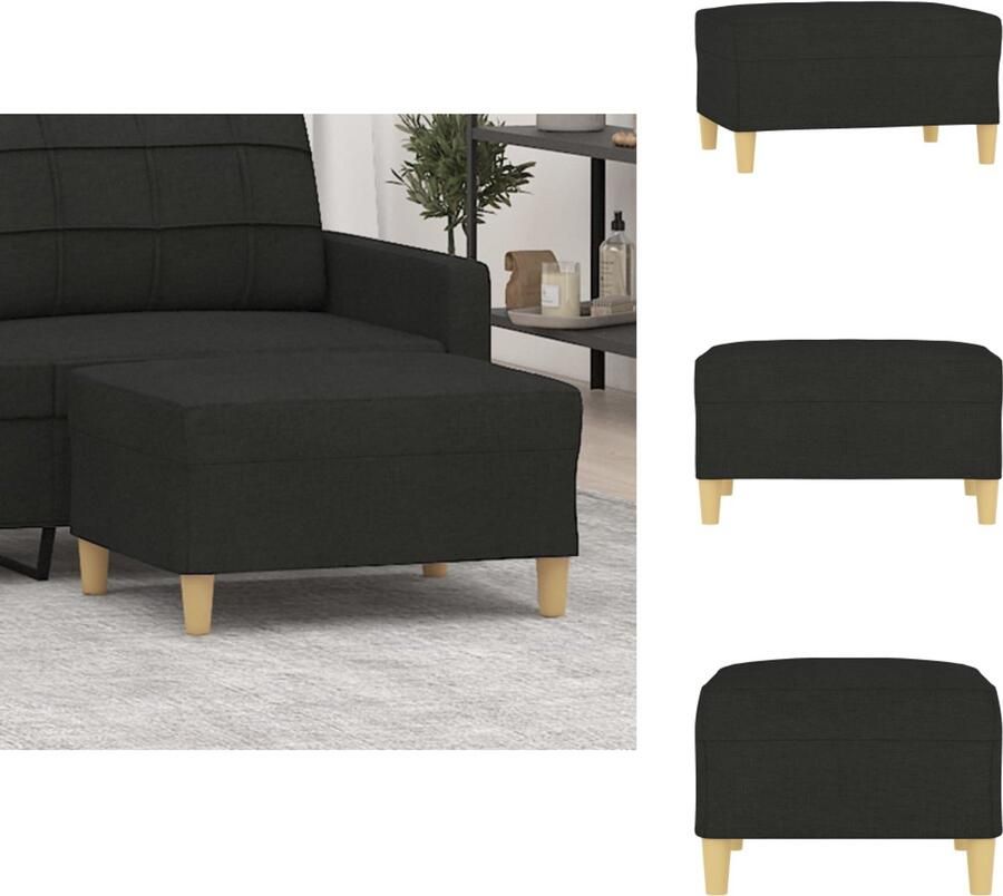 VidaXL Voetenbank Voetenbanken Voetenbankje Voetensteun Voetenbank 70x55x41 cm stof zwart