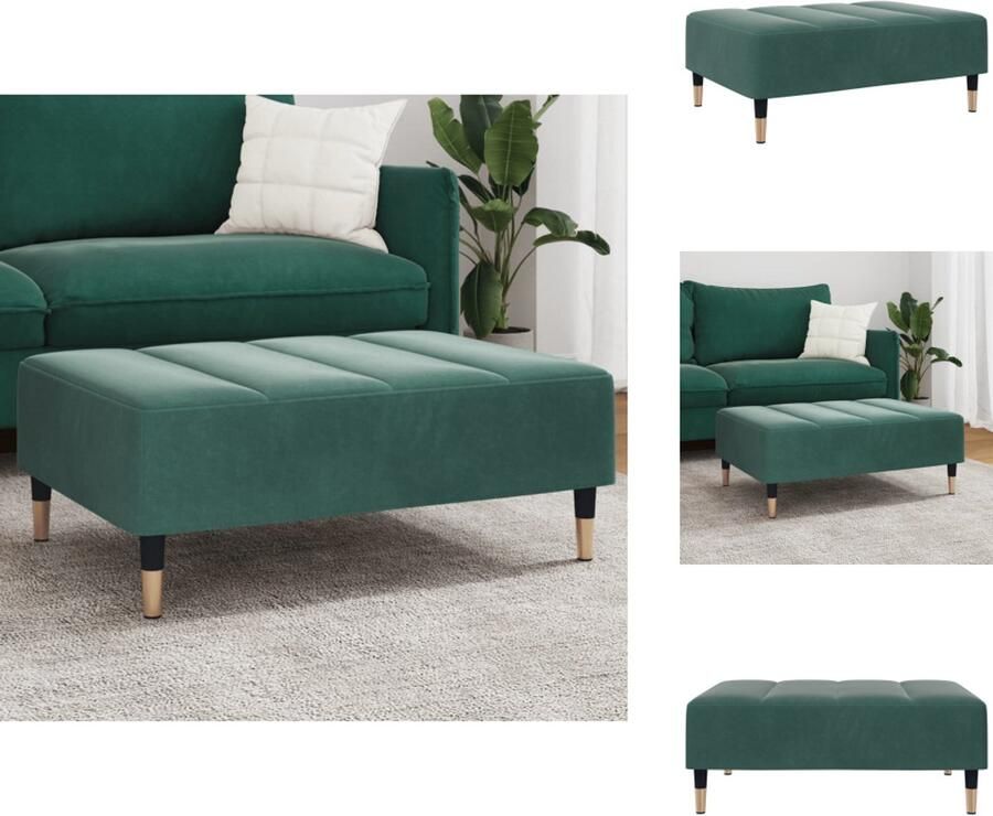 VidaXL Voetenbank Voetenbanken Voetenbankje Voetensteun Voetenbank 77x55x31 cm fluweel donkergroen - Foto 2