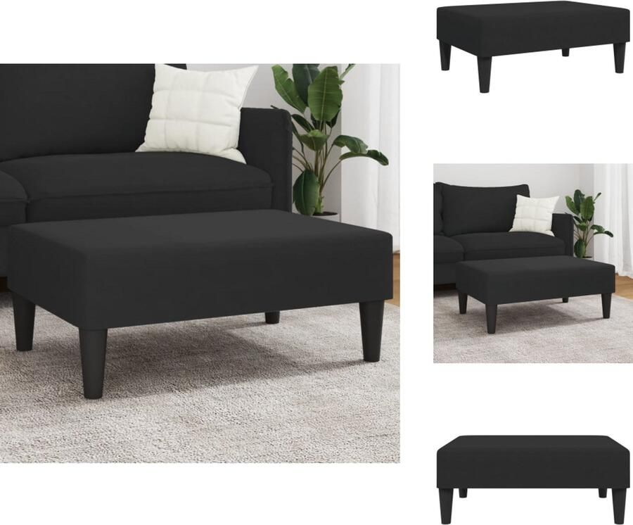 VidaXL Voetenbank 77x55x31 cm stof zwart Voetenbank Stoffen Voetenbank Zwarte Voetenbank Zwart Salontafel - Foto 4