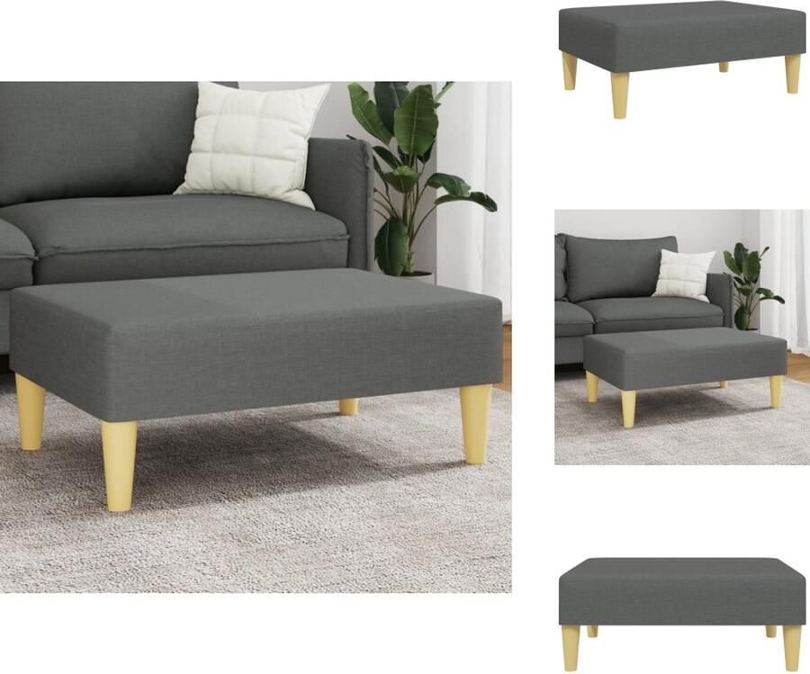 VidaXL Voetenbank Voetenbanken Voetenbankje Voetensteun Voetenbank 77x55x31 cm stof donkergrijs - Foto 3