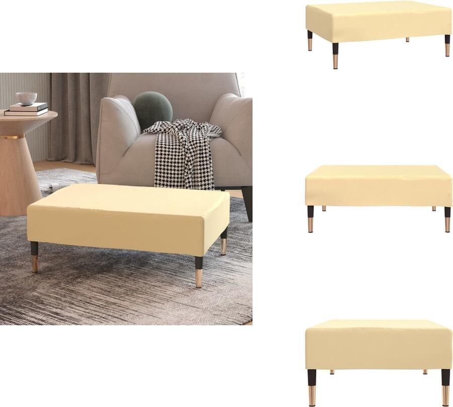 VidaXL Voetenbank Voetenbanken Voetensteun Voetensteunen Voetenbank 78x56x32 cm fluweel crèmekleurig