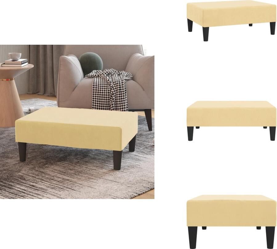 VidaXL Voetenbank Voetenbanken Voetensteun Voetensteunen Voetenbank 78x56x32 cm fluweel crèmekleurig