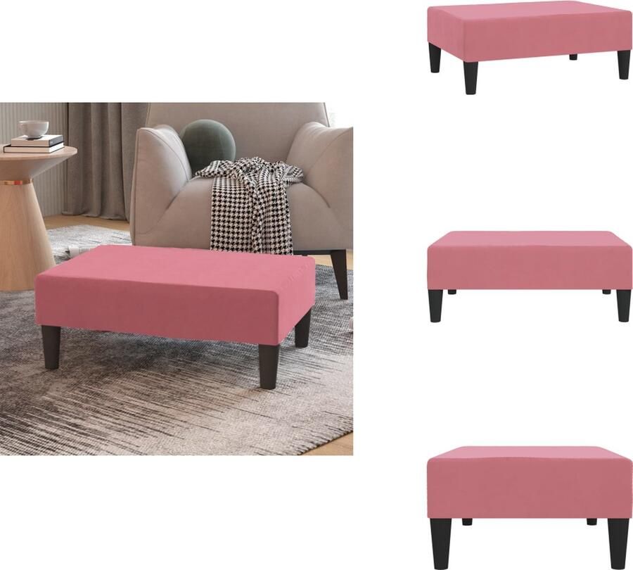 VidaXL Voetenbank Voetenbanken Voetensteun Voetensteunen Voetenbank 78x56x32 cm fluweel roze