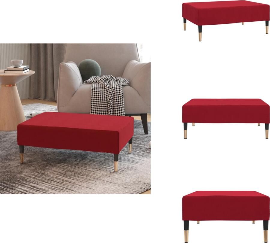 VidaXL Voetenbank Voetenbanken Voetensteun Voetensteunen Voetenbank 78x56x32 cm fluweel wijnrood