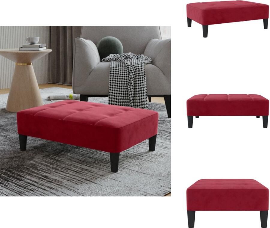 VidaXL Voetenbank Voetenbanken Voetensteun Voetensteunen Voetenbank 78x56x32 cm fluweel wijnrood