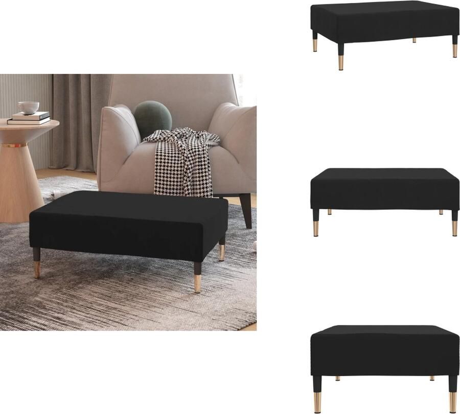 VidaXL Voetenbank Voetenbanken Voetensteun Voetensteunen Voetenbank 78x56x32 cm fluweel zwart - Foto 2