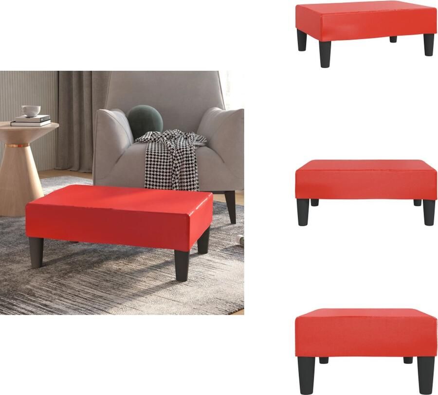 VidaXL Voetenbank Voetenbanken Voetensteun Voetensteunen Voetenbank 78x56x32 cm kunstleer rood