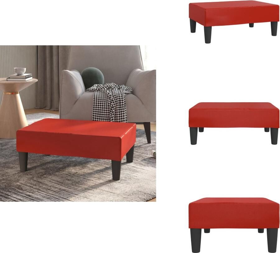 VidaXL Voetenbank voetensteun Afmetingen- 78 x 56 x 32 cm Kleur- wijnrood Materiaal- kunstleer kunststof multiplex Montage vereist Voetenbankje