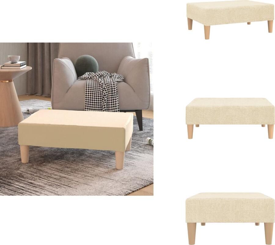 VidaXL Voetenbank Voetenbanken Voetensteun Voetensteunen Voetenbank 78x56x32 cm stof crèmekleurig