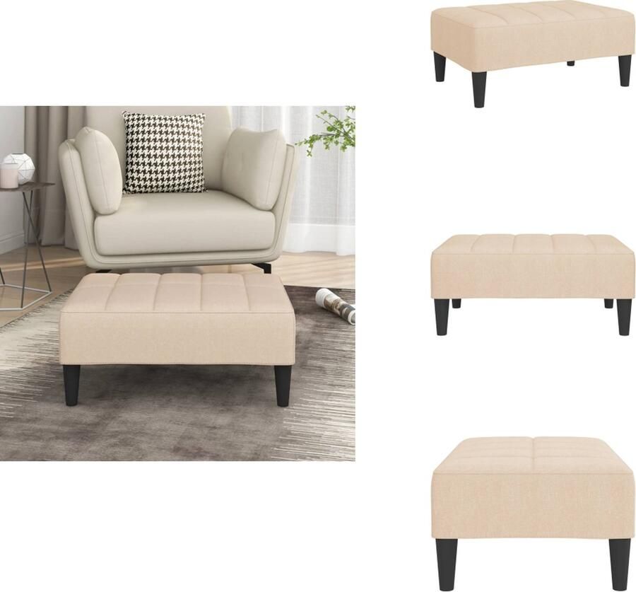 VidaXL Voetenbank Voetenbanken Voetensteun Voetensteunen Voetenbank 78x56x32 cm stof crèmekleurig