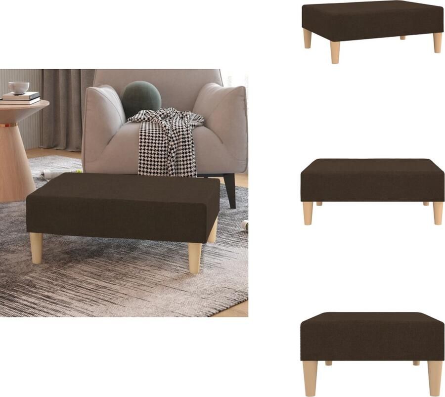 VidaXL Voetenbank Voetenbanken Voetensteun Voetensteunen Voetenbank 78x56x32 cm stof donkerbruin