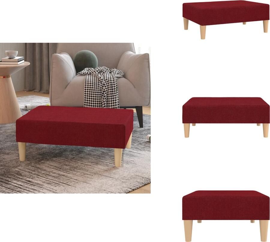 VidaXL Voetenbank Voetenbanken Voetensteun Voetensteunen Voetenbank 78x56x32 cm stof wijnrood