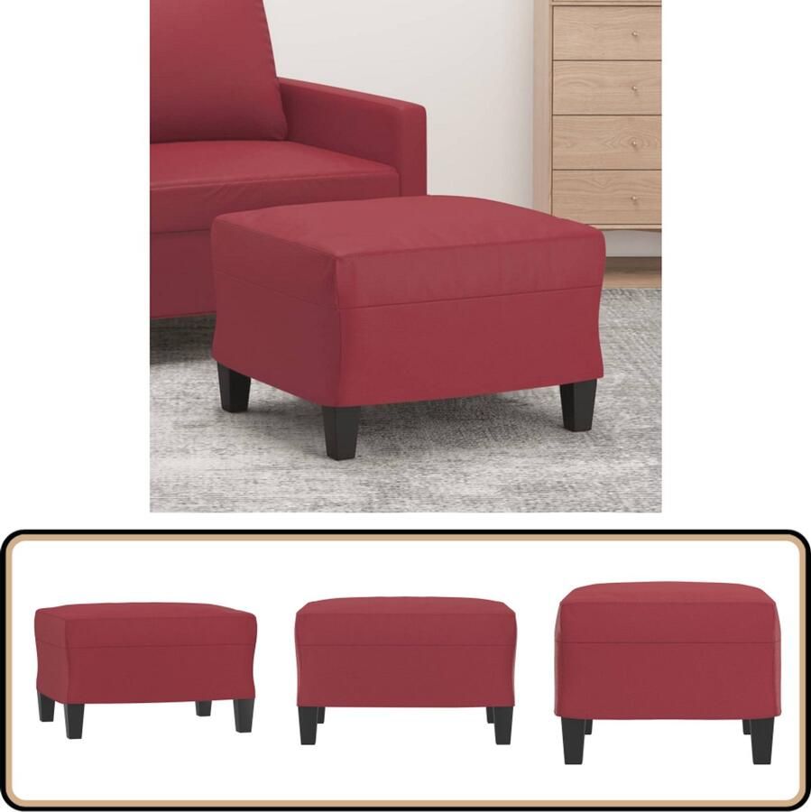 VidaXL Voetenbank Wijnrood Kunstleer 60x50x41 cm Voetenbank Relaxstoel Lounge Stoel Huiskamer Meubilair Kunstleder