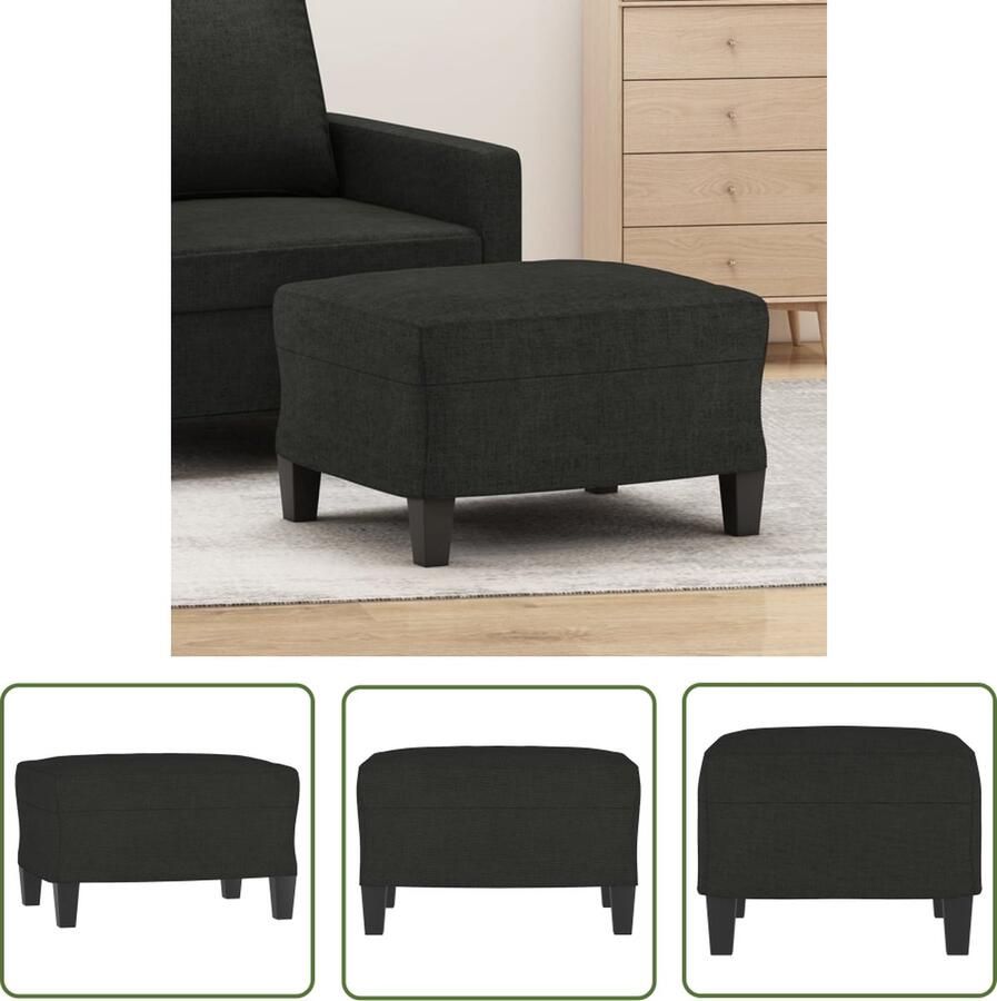 The Living Store Voetenbank 60x50x41 cm stof zwart Voetenbank Zwart Stoffen Voetenbank Moderne Voetenbank Relaxstoel