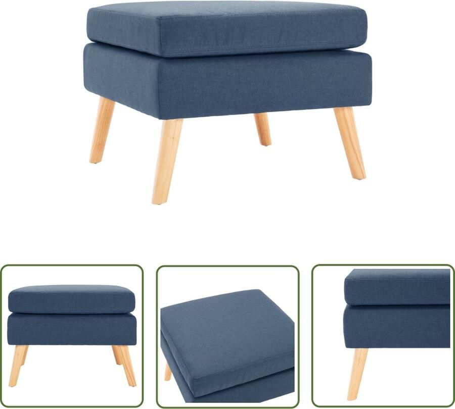 The Living Store voetenbankje Moderne Voetenbank Blauw 54 x 54 x 43.5 cm Voetbank Voetenbankje Salontafel Lounge Meubilair Relaxstoel