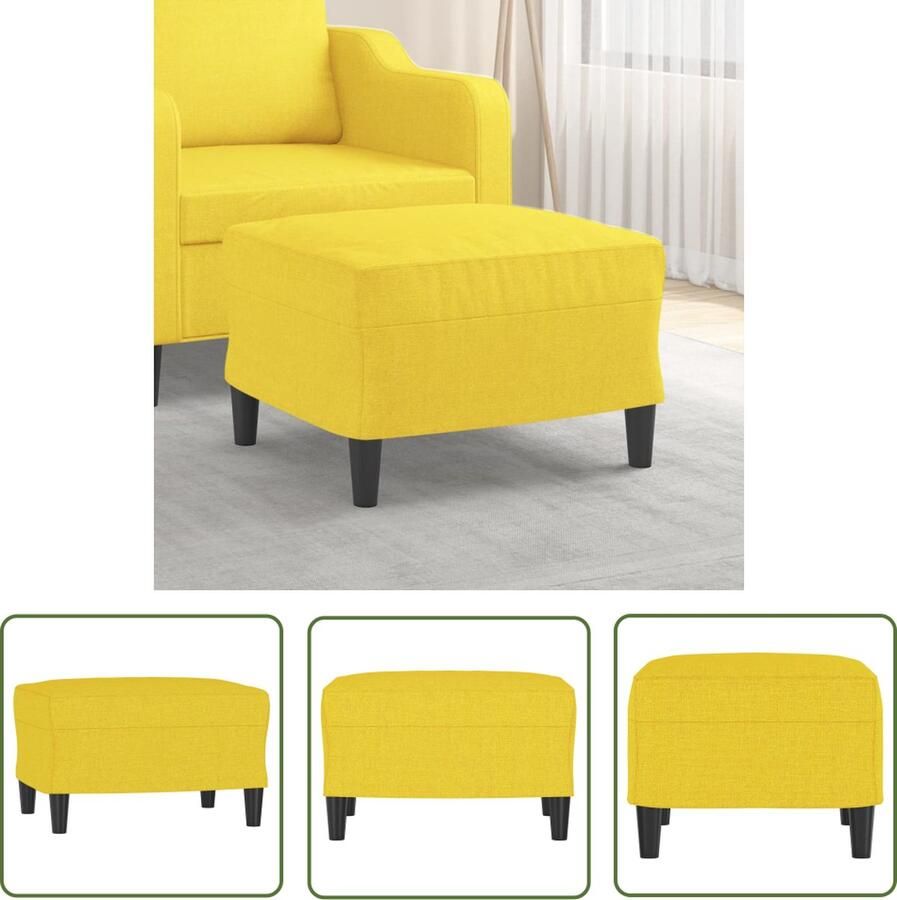 The Living Store Voetenbank Modern Meubel 60 x 50 x 41 cm Lichtgeel Voetenbank Voetenbankje Stoffen Voetenbank Moderne Voetenbank Gele Voetenbank