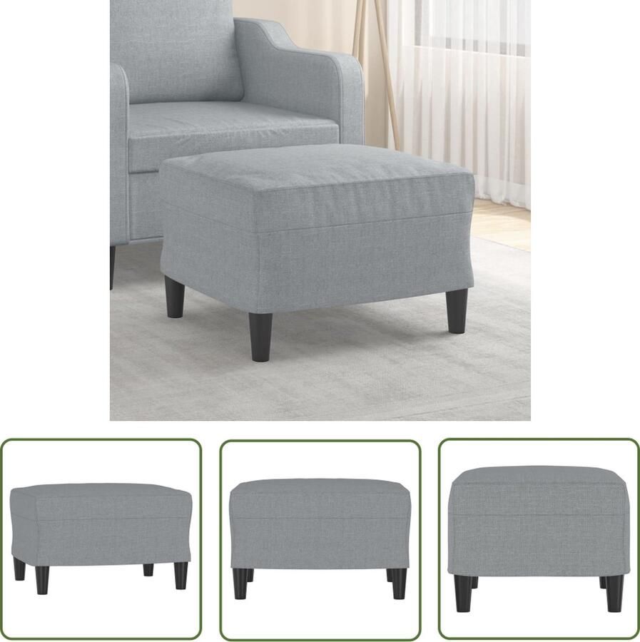 The Living Store Voetenbank 60x50x41 cm stof lichtgrijs Voetenbank Voetenbankje Relaxstoel Lounge Stoel Zitmeubel - Foto 2