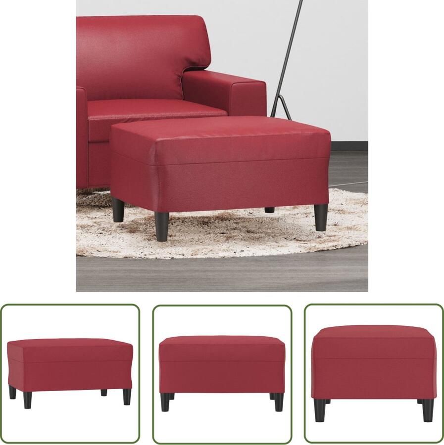 The Living Store Voetenbank 70x55x41 cm kunstleer wijnrood Voetenbank Voetenbankje Relaxstoel Lounge Stoel Salontafel