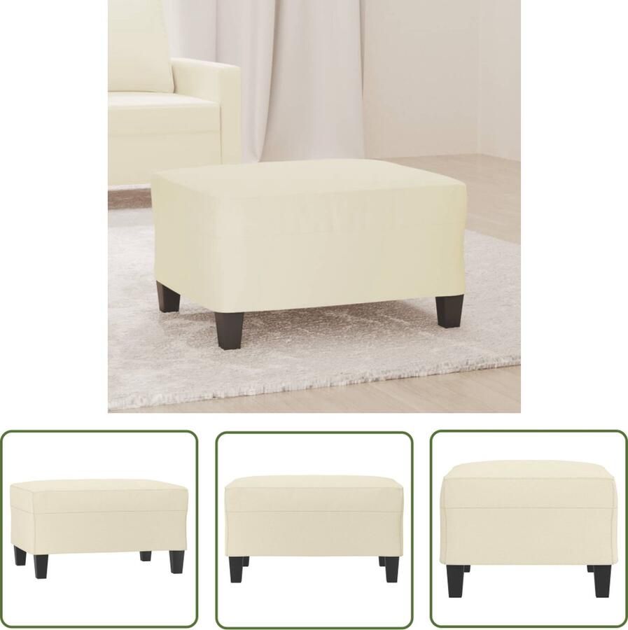 The Living Store Voetenbank 70x55x41 cm kunstleer crèmekleurig Voetenbank Voetenbankjes Relaxstoel Lounge Stoel Kunstleder Meubilair