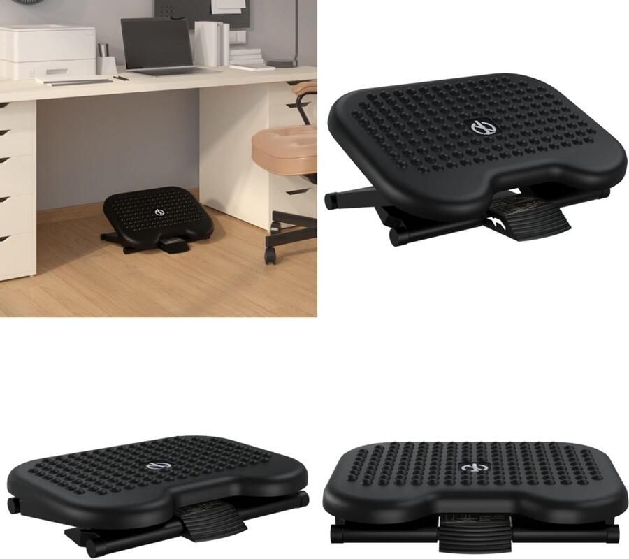 VidaXL Voetensteun 46x34-5x11 cm zwart Voetenbank Voetenbanken Voetenbankje Voetensteun