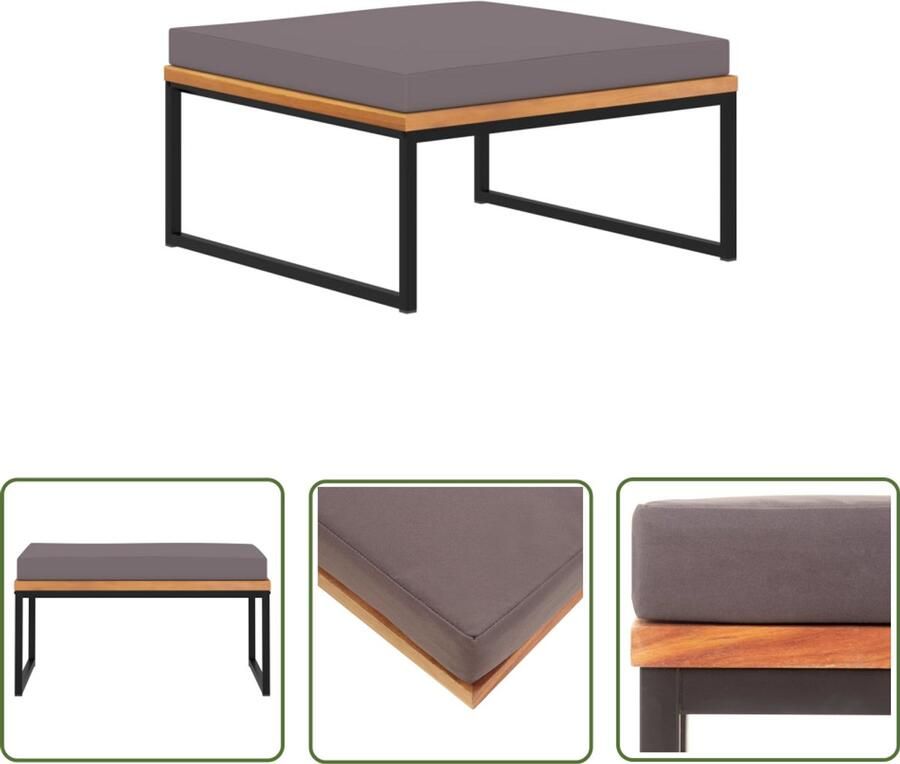 VidaXL Voetensteun Acaciahout 66x66x36 cm Voetenbank Voetensteun Acacia Hout Donkere Kleuren Salon Meubilair Relax Stoelen Comfort Design Meubels Binnenmeubilair Grijs