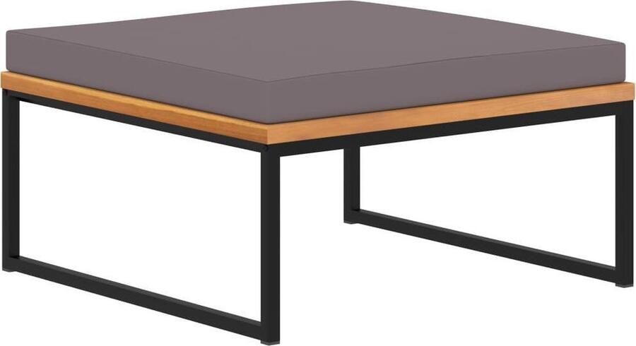 VidaXL -Voetensteun-met-kussen-66x66x36-cm-acaciahout-donkergrijs - Foto 4