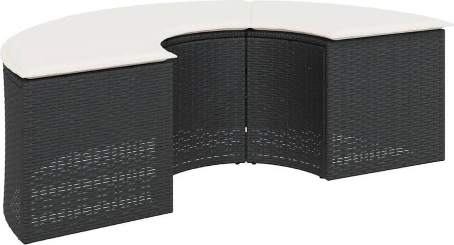 The Living Store Tuinvoetenbank PE-rattan Zwart 52 138 x 74 x 40 cm Afneembare kussens Voetenbank Tuinstoel Buitendecoratie Lounge Set Outdoor Furniture - Foto 2