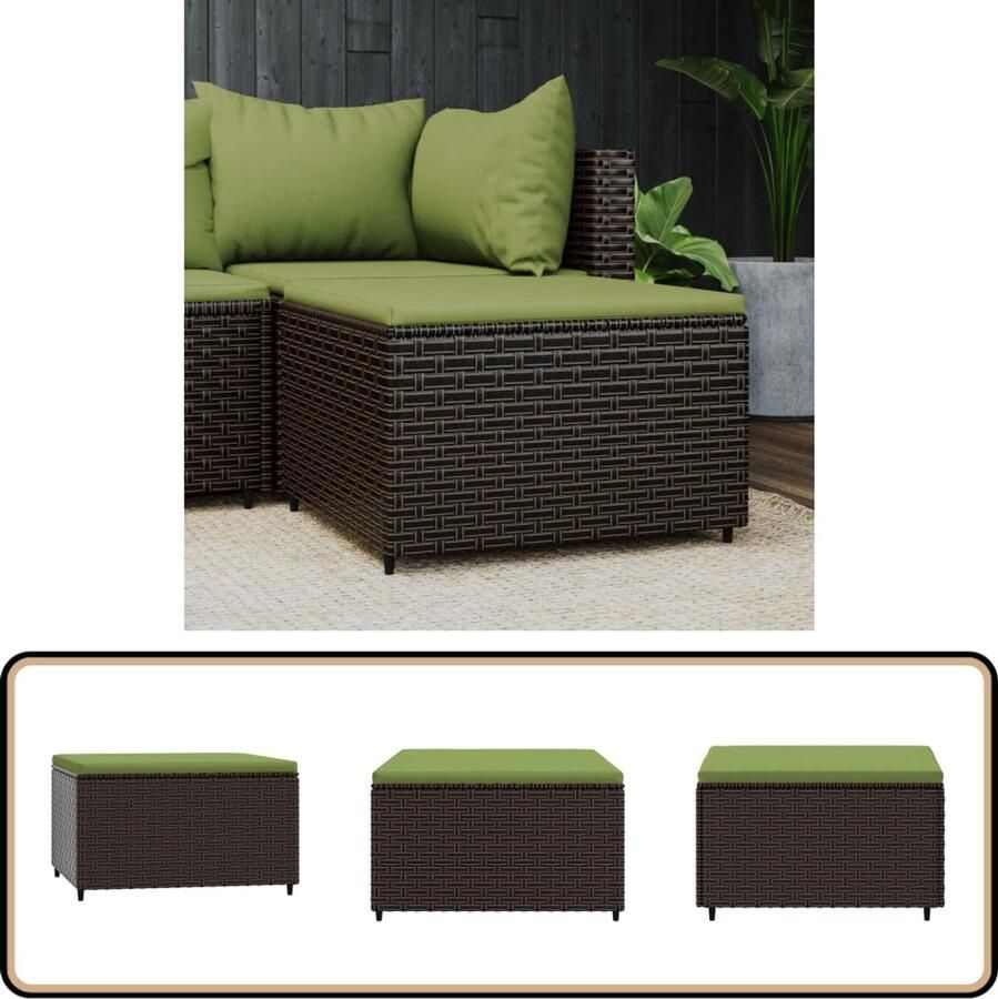 VidaXL Voetensteun Poly Rattan Inclusief kussen Voetenbank Tuinset Lounge Set Buitenkamer Terrasdecoratie