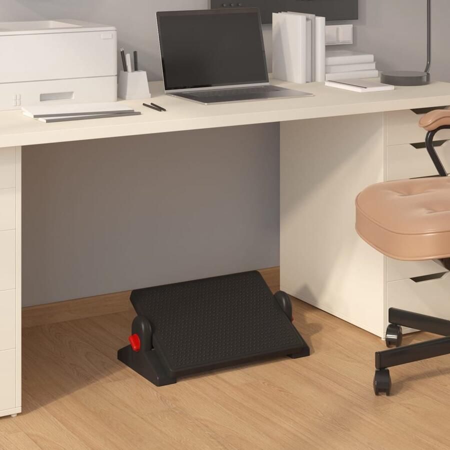 VidaXL Voetensteun Verstelbaar Zwart Voetensteun Voetenbank Voetzak Ergonomic Massage Comfort Houding Rugpijn Zwarte Voetensteun Plastic Voetensteun Adjustable Height Home Office Relax - Foto 2