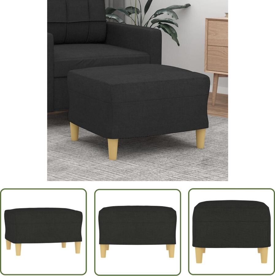The Living Store Voetenbank 60x50x41 cm stof zwart Voetenbank Voetensteun Relaxstoel Lounge Stoel Zithoek