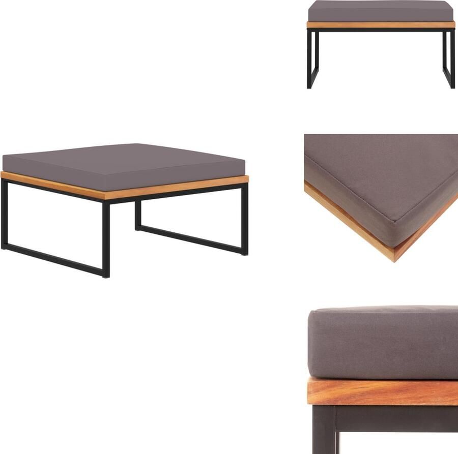 VidaXL Voetensteun Voetsteunen Voetbank Voetbanken Voetensteun met kussen 66x66x36 cm acaciahout donkergrijs