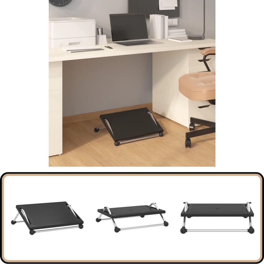 VidaXL Voetensteun Zwart Verstelbaar 45x40x13 5 cm Voetensteun Ergonomische Voetensteun Voetenbank Voetenbankje Zitcomfort Rugsteun Werksituatie Home Office