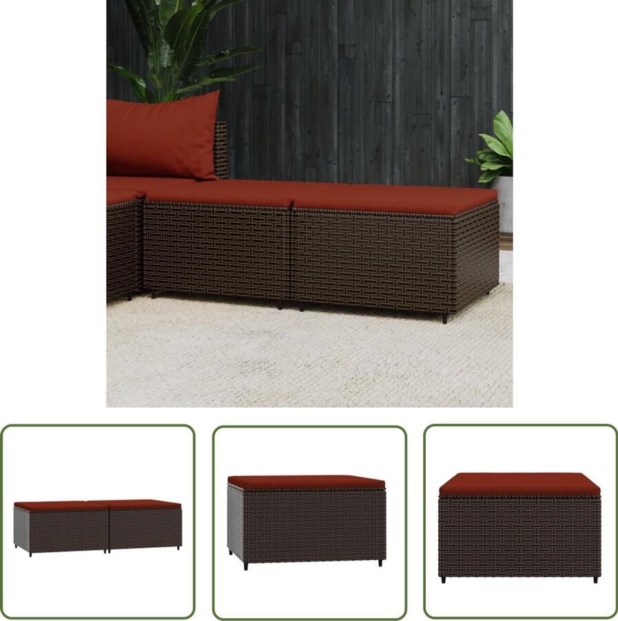 VidaXL Voetensteunen met kussens Poly Rattan Voetenbank Tuinset Lounge Set Outdoor Furniture Tuinmeubel Patioset Relaxfauteuil Rustplekje - Foto 2