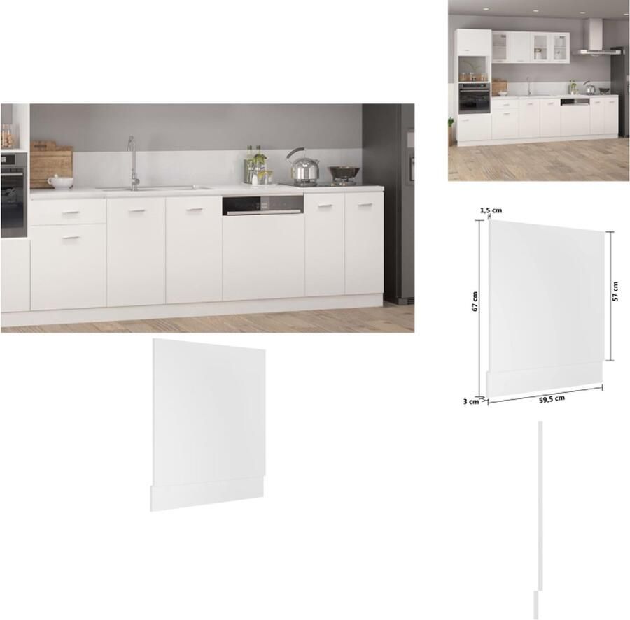 VidaXL Voorpaneel Vaatwasser Voorpanelen Vaatwasser Voorpaneel Vaatwasser Voorpanelen Vaatwasserpaneel 59-5x3x67 cm spaanplaat wit - Foto 2