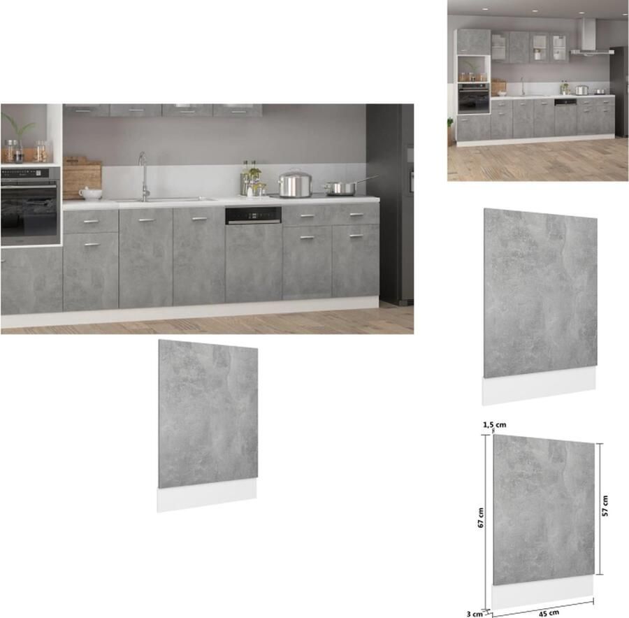 VidaXL Voorpaneel Vaatwasser Voorpanelen Vaatwasser Voorpaneel Vaatwasser Voorpanelen Vaatwasserpaneel 45x3x67 cm bewerkt hout betongrijs - Foto 2