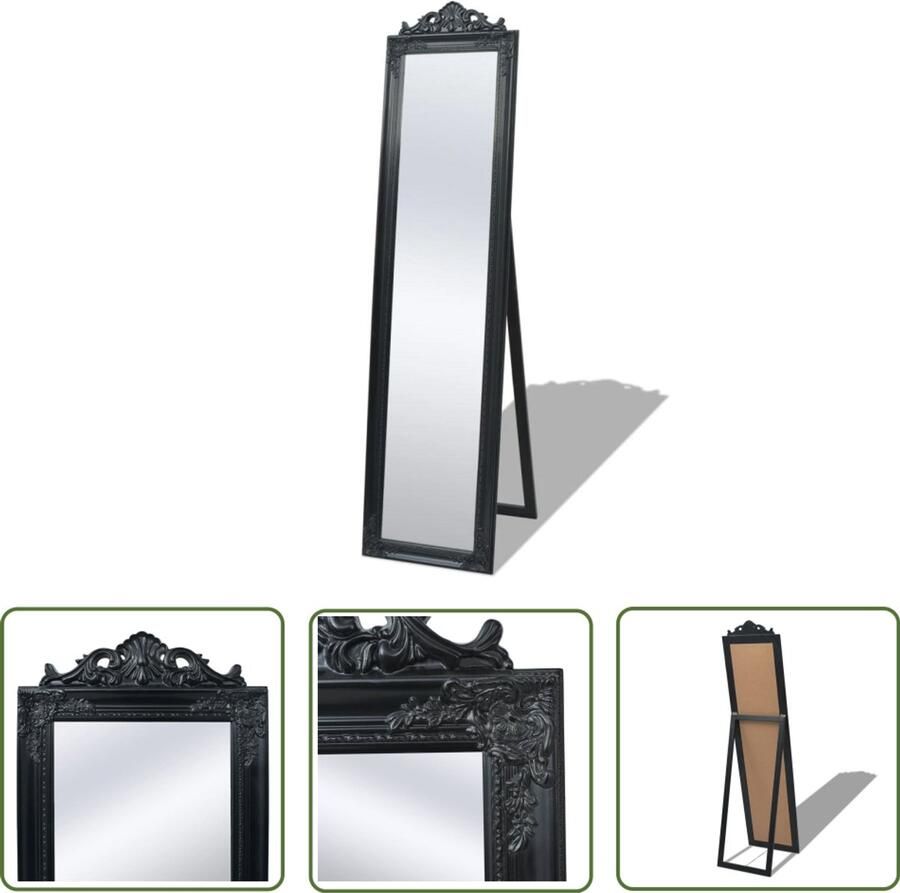VidaXL Vrijstaande Spiegel Barokstijl 160x40cm Zwart Barok Spiegel Wandspiegel Staand Spiegel Zwarte Spiegel Vintage Spiegel Salontafel Spiegel Entree Spiegel Kamerdecoratie Houten Spiegel Design Spiegel Luxe Spiegel