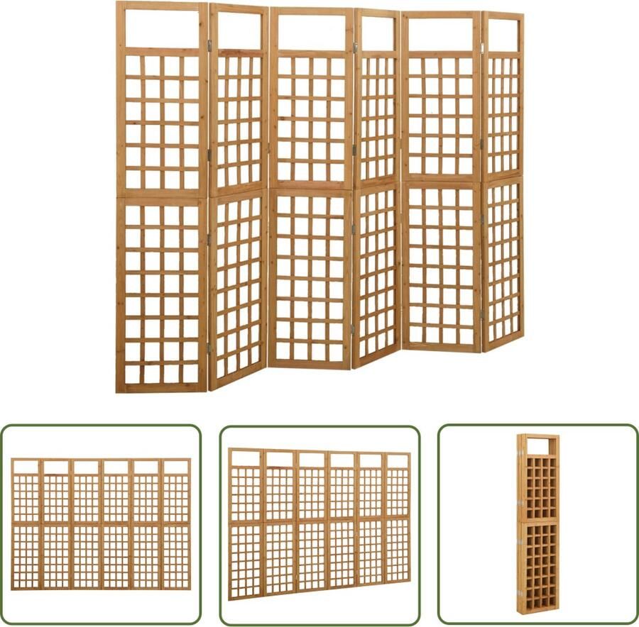 The Living Store Kamerscherm trellis met 6 panelen 242 5x180 cm vurenhout Kamerscherm Vurenhout Plantenrek Tuinscherm Privacy Screen