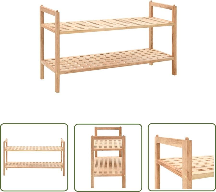 The Living Store Schoenenrek Walnoten Hout 69 x 26 x 40 cm 2 Schappen Schoenenrek Walnotenhout Houten Schoenenrek Schoenuitlegers Kastjes - Foto 2