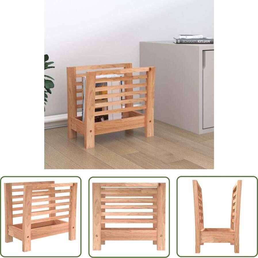 The Living Store Tijdschriftenrek Walnotenhout 40 x 26.5 x 38.5 cm Opbergmogelijkheden Tijdschriftenrek Walnotenhout Kast Opbergkast Bibliotheek