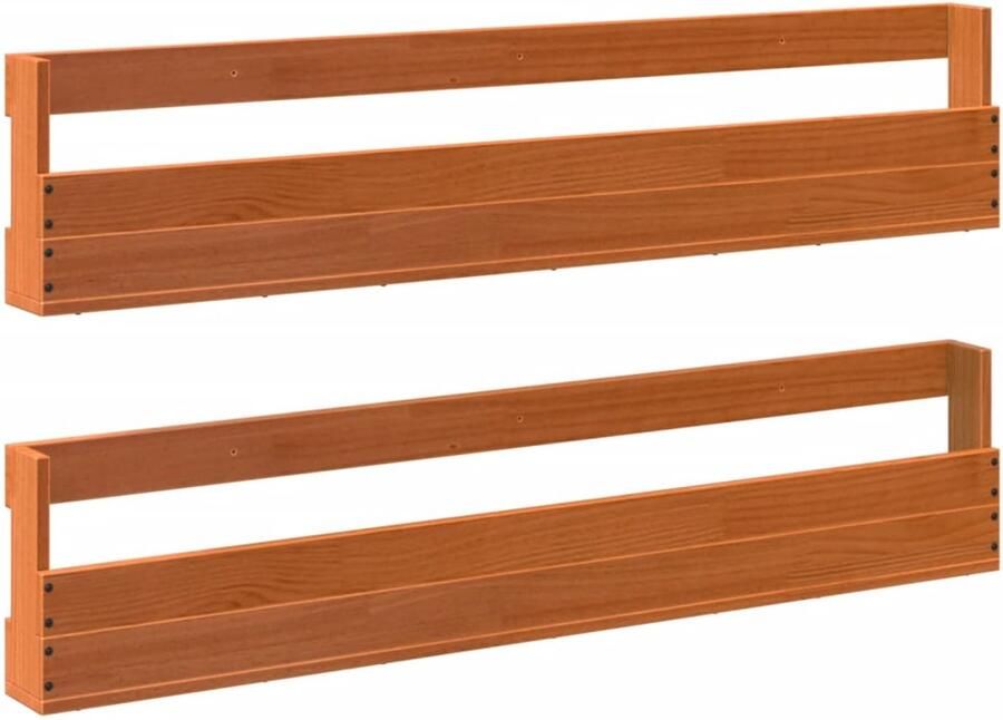 VidaXL Wand Gemonteerd Schoenenrek Wand Gemonteerde Schoenenrekken Schoenenopslag Schoenen Ordener Schoenenrekken 2 st 110x8 5x23 5 cm massief grenenhout wasbruin