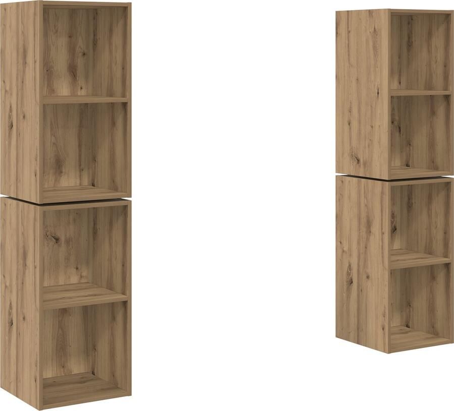 VidaXL Wand TV Kast met plank 4 pcs Ambachtelijk eiken 37 x 37 x 72 cm