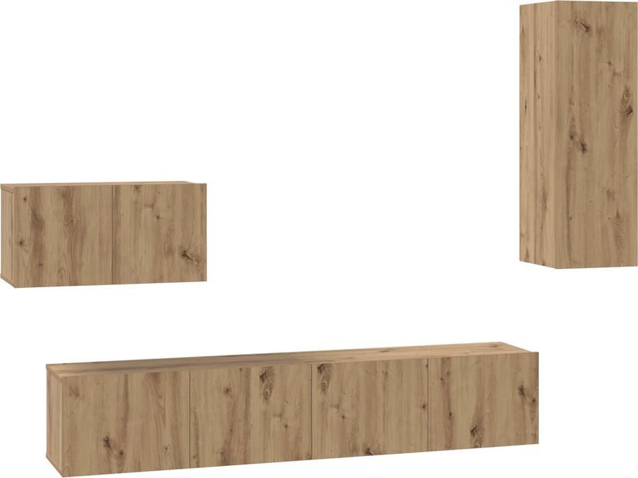 VidaXL Wand TV Kast 4 pcs Ambachtelijk eiken 80 x 30 x 30 cm Medium