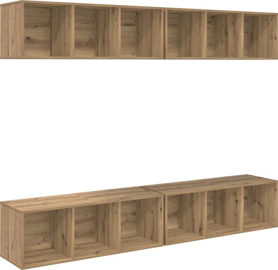 VidaXL Wand TV Kast 4 pcs artisanaal eikenkleurig 37 x 37 x 107 5 cm